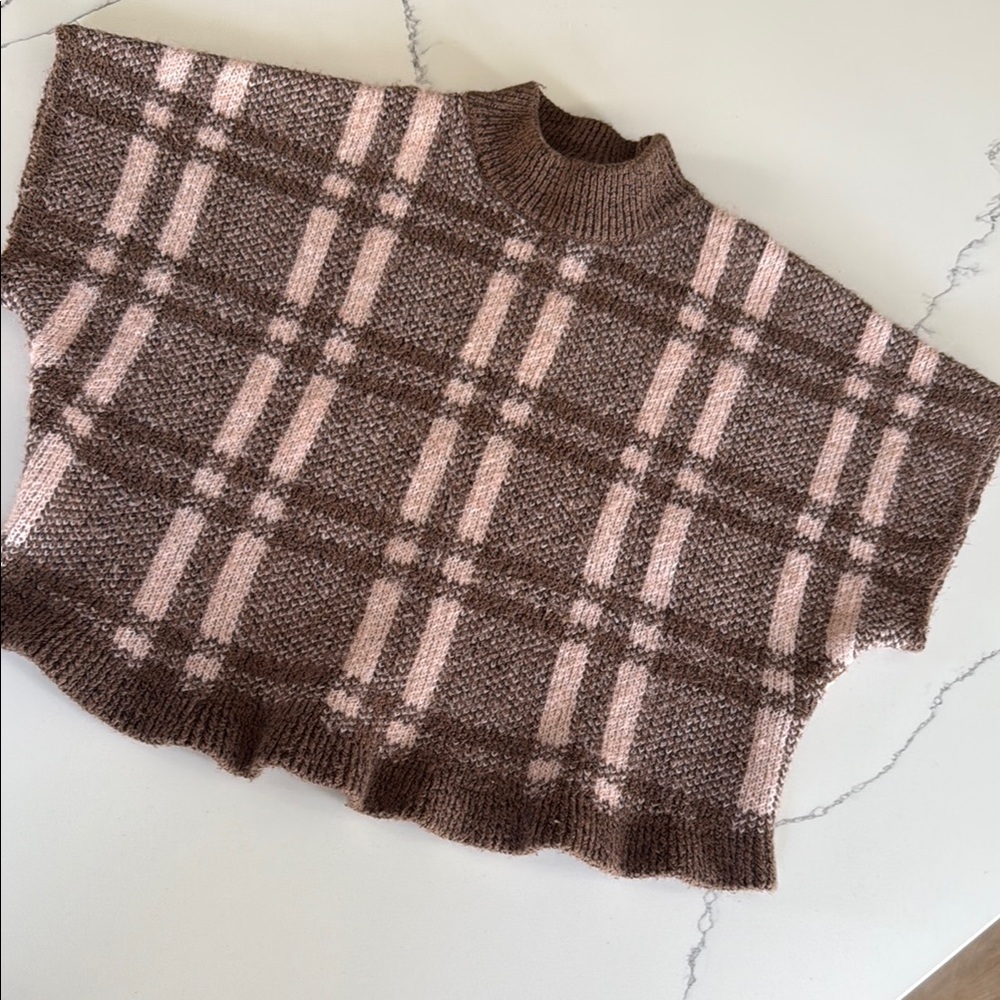 Zara girls plaid poncho sweater size 4-5 y